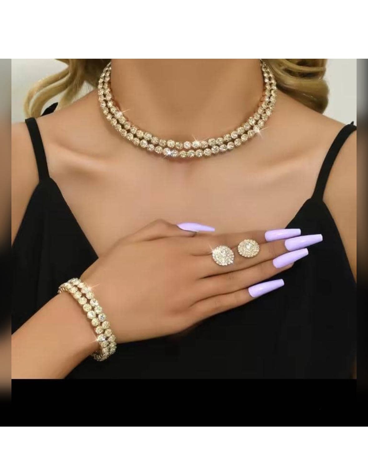 Fully stoned layered necklace set (2 layers)
