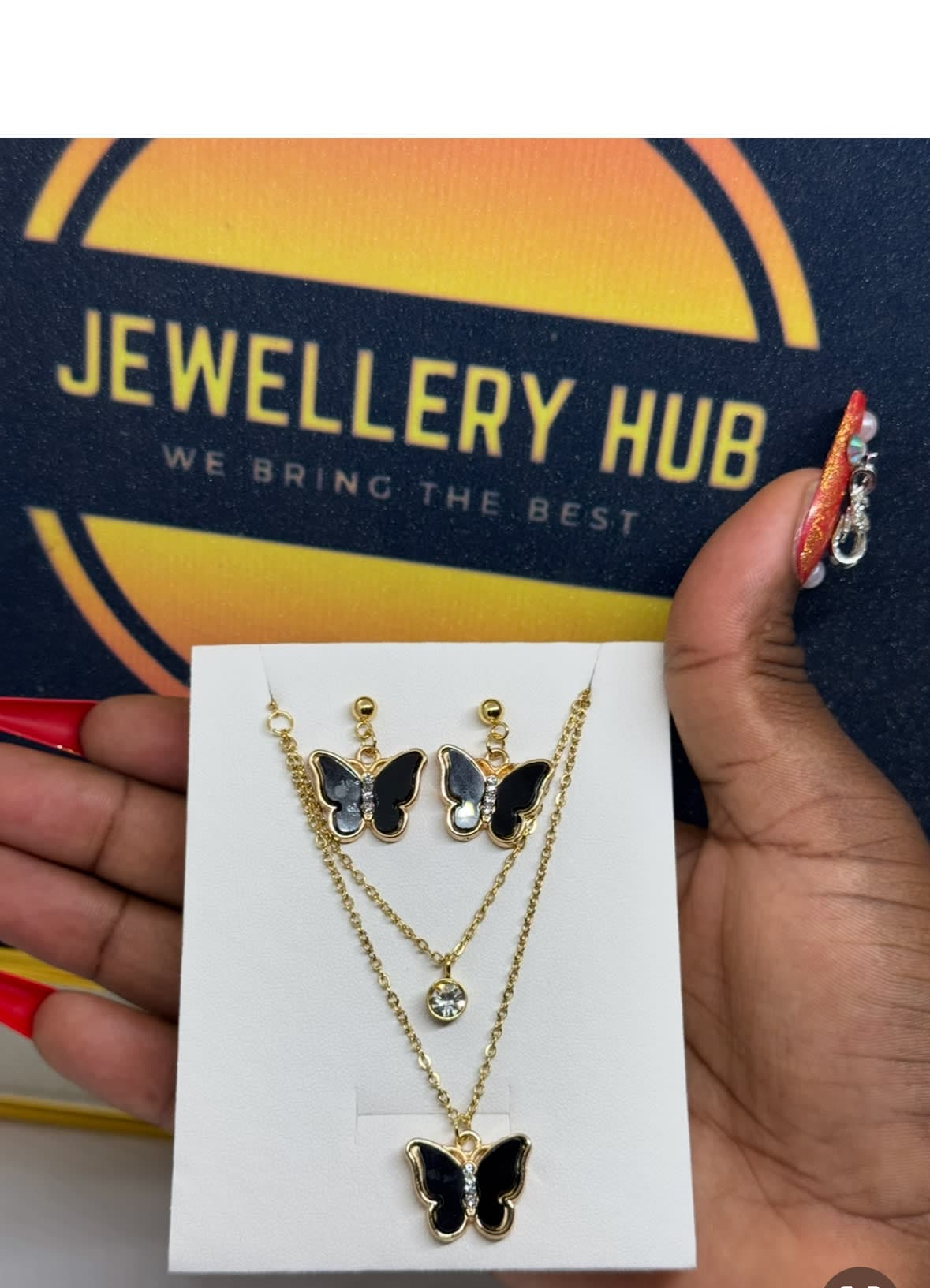 Butterfly necklace and earring