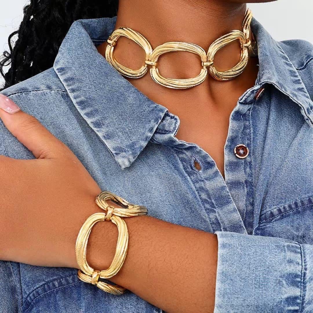 Cuban link necklace set
