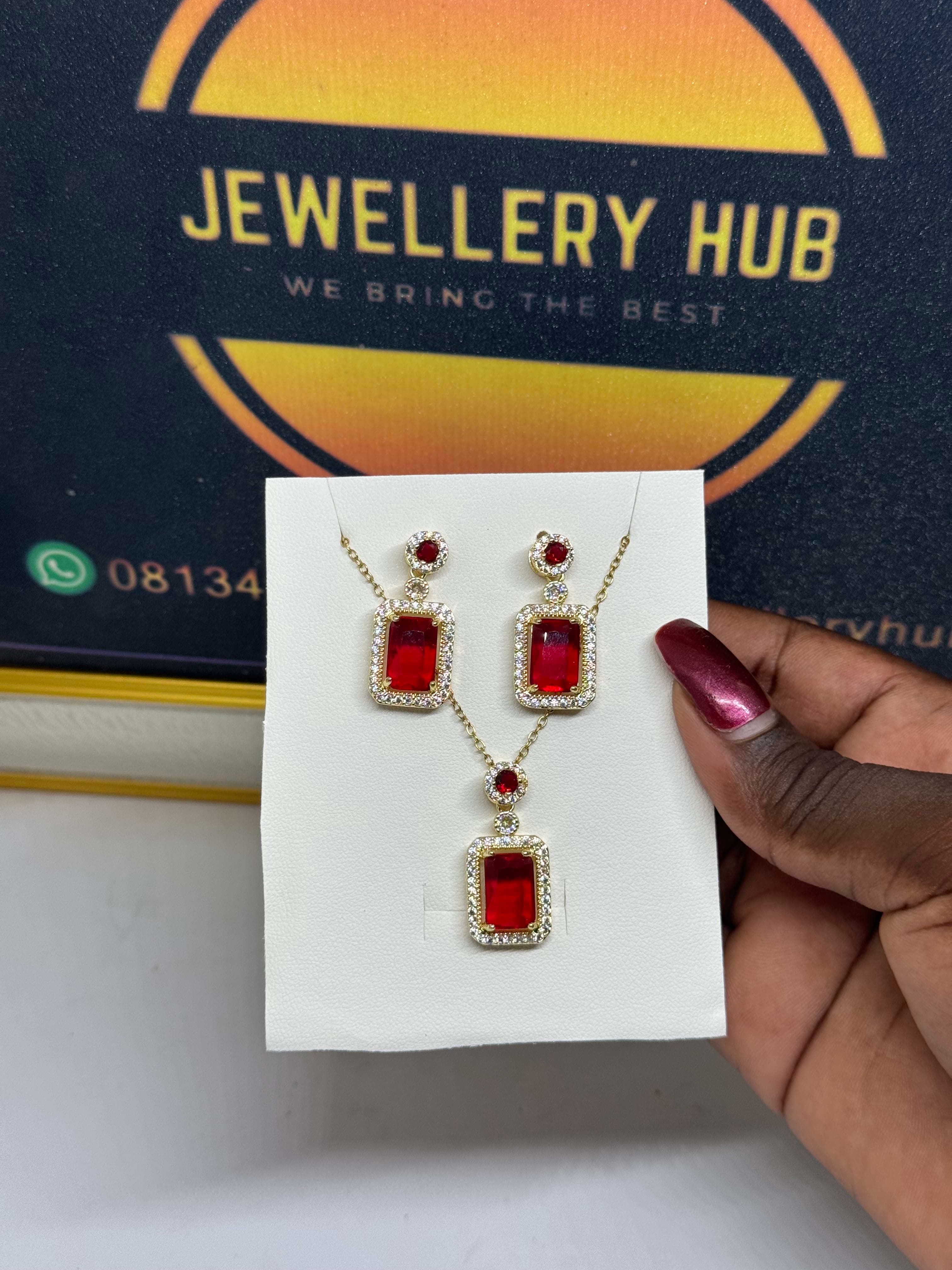 Red Zircon Necklace Set