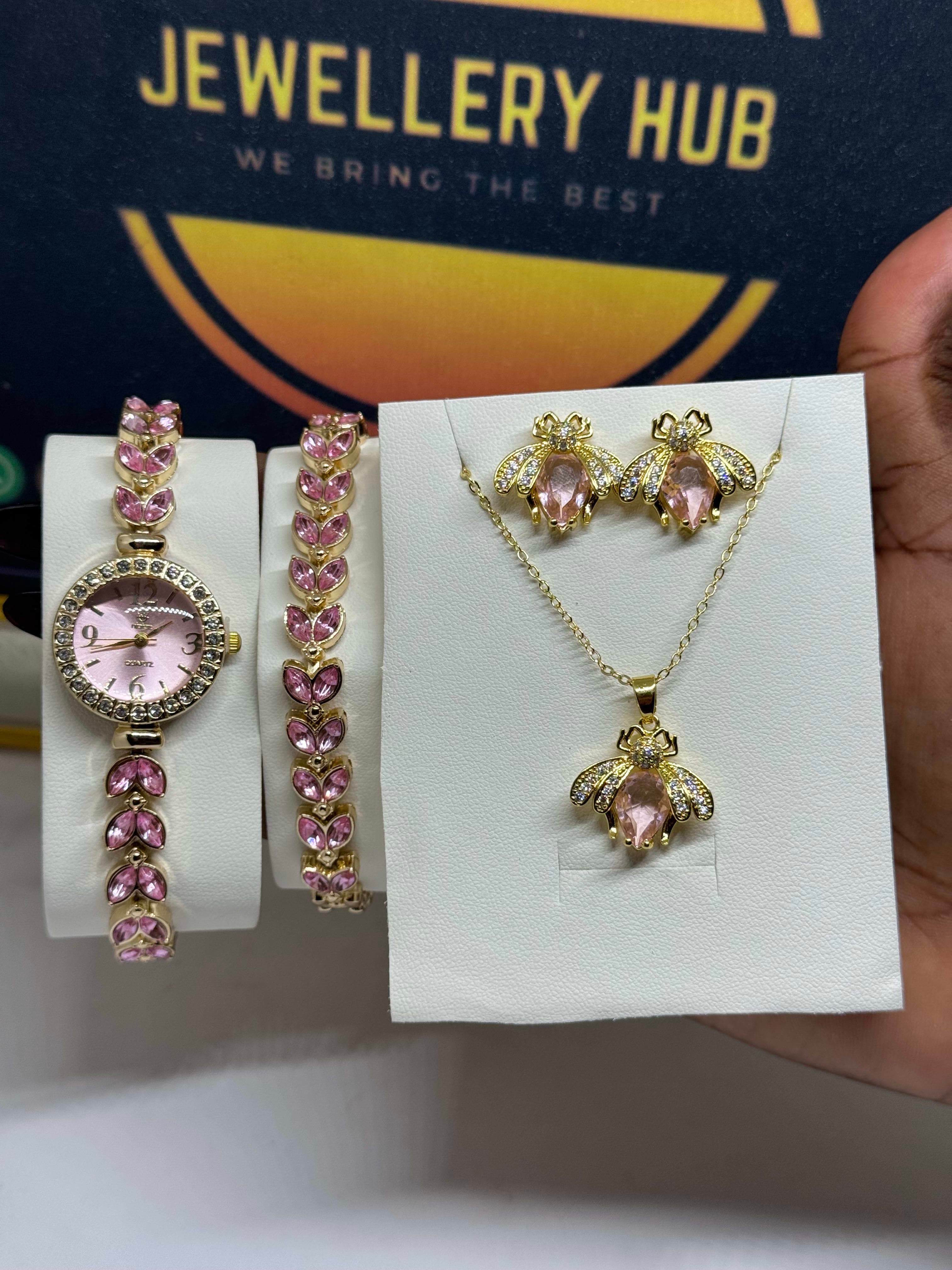 Pink Watch X Necklace set